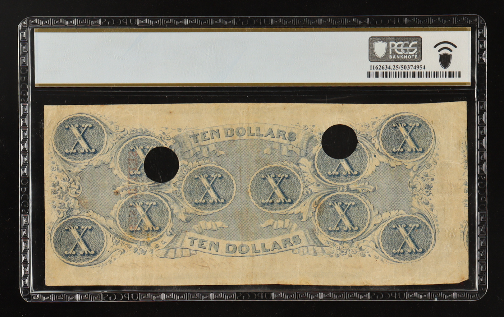 1863 Confederate $10 Currency Note, 5th Series T-59 (PCGS VF25) at PristineAuction.com 1863 Confederate $10 Currency Note, 5th Series T-59 (PCGS VF25) at PristineAuction.com