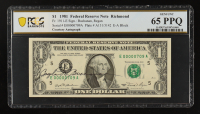 1981 U.S. $1 Federal Reserve Note, Richmond - Fr.1911-E - Courtesy Autograph: U.S. Treasurer Angela M. Buchanan (PCGS GEM UNC 65 PPQ) at PristineAuction.com