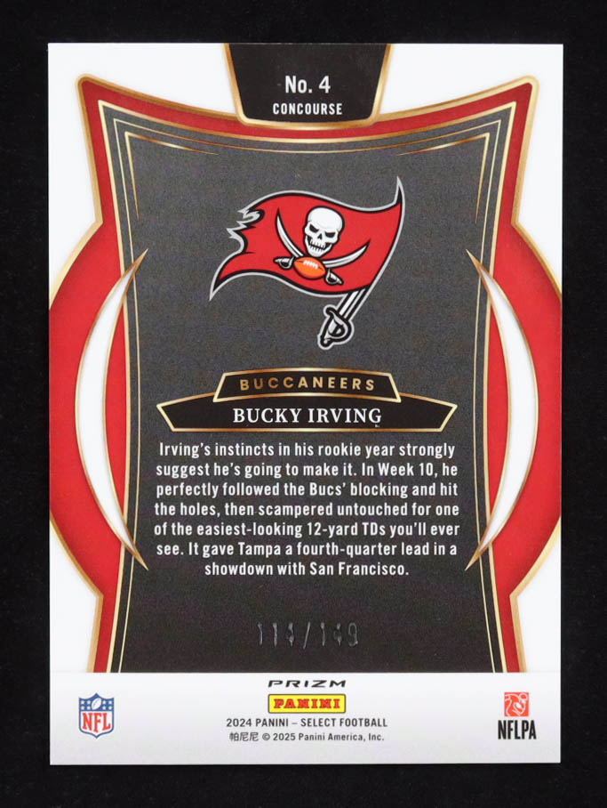Bucky Irving 2024 Select Prizm Maroon #4 RC #114/149 at PristineAuction.com Bucky Irving 2024 Select Prizm Maroon #4 RC #114/149 at PristineAuction.com