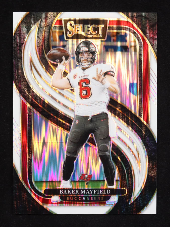 Baker Mayfield 2024 Select Prizm White Shock #108 #53/199 at PristineAuction.com Baker Mayfield 2024 Select Prizm White Shock #108 #53/199 at PristineAuction.com