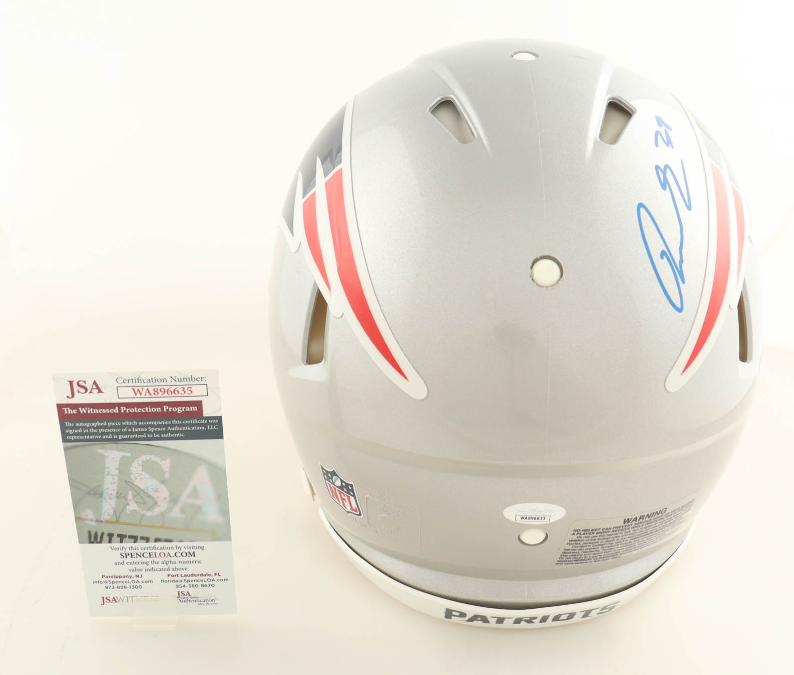Rhamondre Stevenson Signed Patriots Full-Size Authentic On-Field Speed Helmet (JSA & NEP) at PristineAuction.com Rhamondre Stevenson Signed Patriots Full-Size Authentic On-Field Speed Helmet (JSA & NEP) at PristineAuction.com