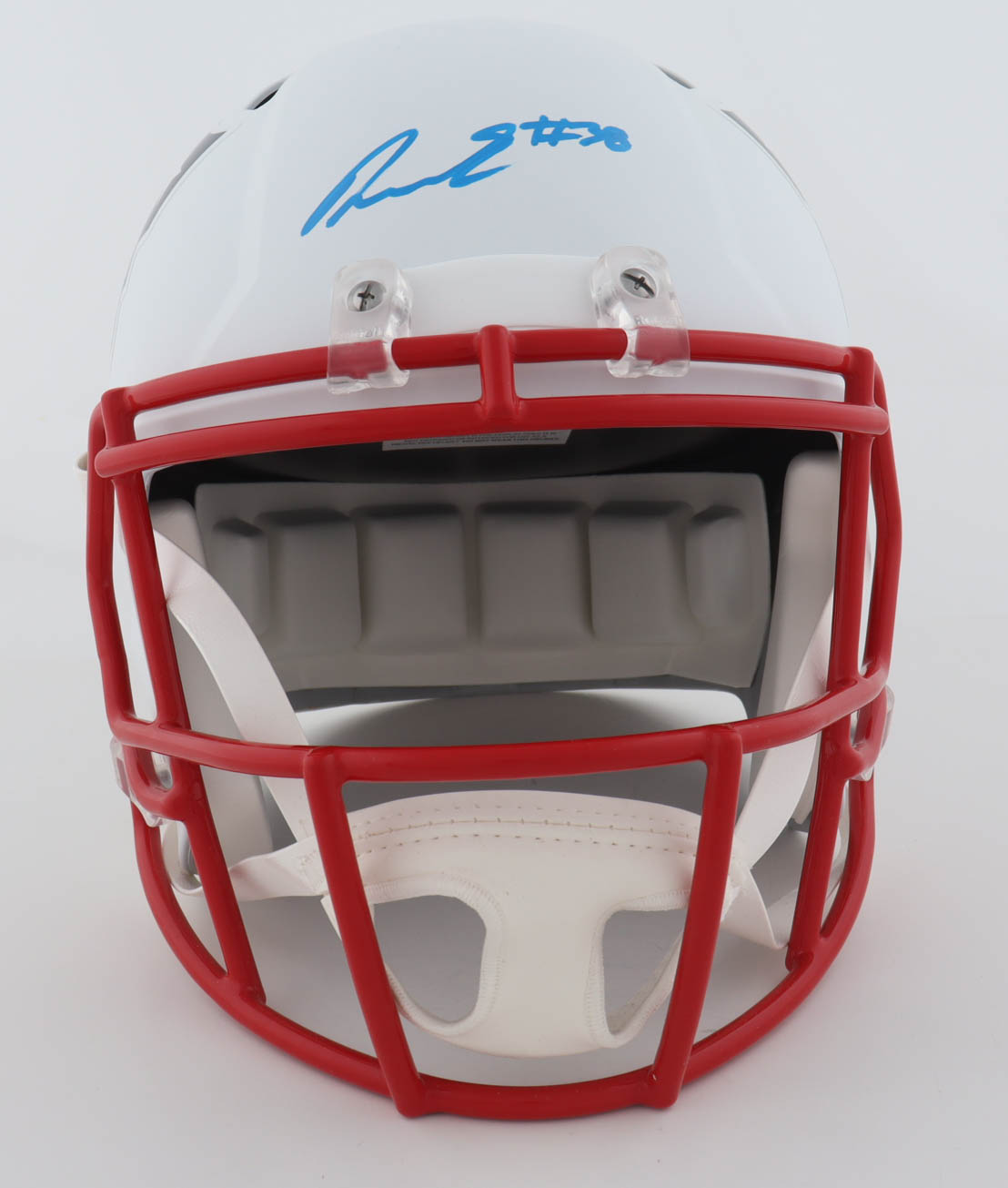 Rhamondre Stevenson Signed Patriots Full-Size Flat-White Speed Helmet (JSA) at PristineAuction.com Rhamondre Stevenson Signed Patriots Full-Size Flat-White Speed Helmet (JSA) at PristineAuction.com