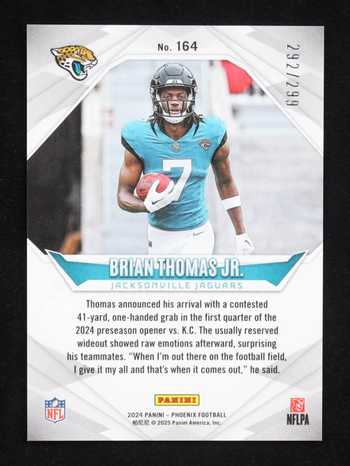 Brian Thomas Jr. 2024 Panini Phoenix Team Logos #164 RC #292/299 at PristineAuction.com Brian Thomas Jr. 2024 Panini Phoenix Team Logos #164 RC #292/299 at PristineAuction.com