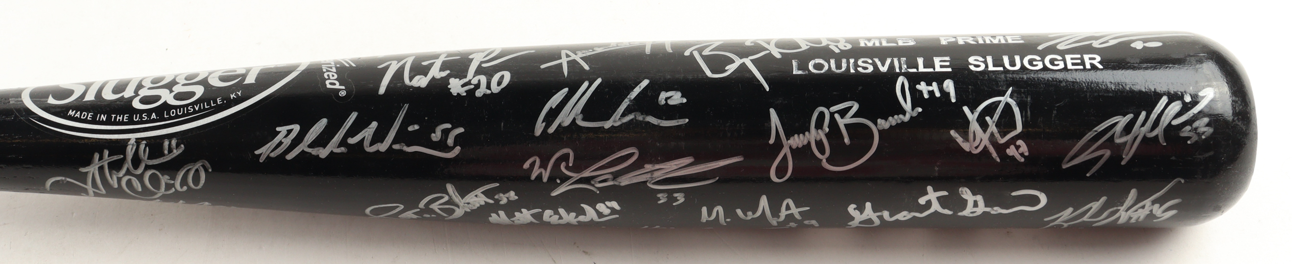 2018 Surprise Saguaros Louisville Slugger Powerized Baseball Bat Team-Signed By (33) With Vladimir Guerrero Jr., Bryan Reynolds, Cavan Biggio, Tommy Edman (Beckett) at PristineAuction.com 2018 Surprise Saguaros Louisville Slugger Powerized Baseball Bat Team-Signed By (33) With Vladimir Guerrero Jr., Bryan Reynolds, Cavan Biggio, Tommy Edman (Beckett) at PristineAuction.com