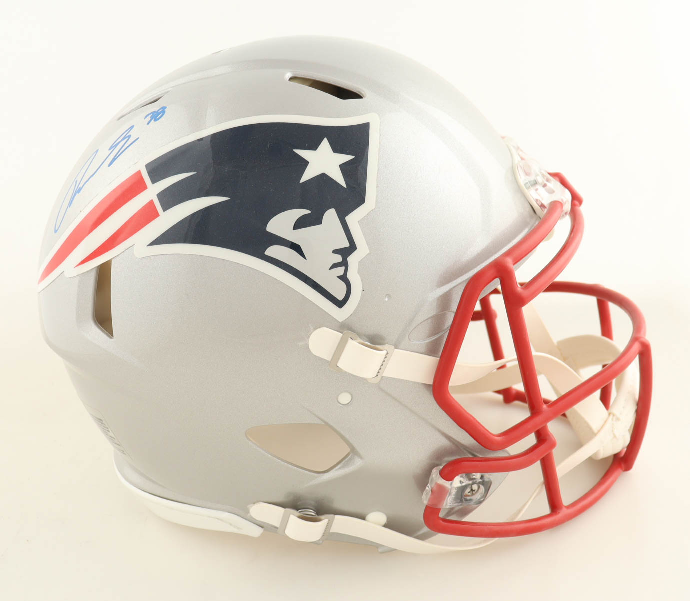 Rhamondre Stevenson Signed Patriots Full-Size Speed Helmet (JSA) at PristineAuction.com Rhamondre Stevenson Signed Patriots Full-Size Speed Helmet (JSA) at PristineAuction.com