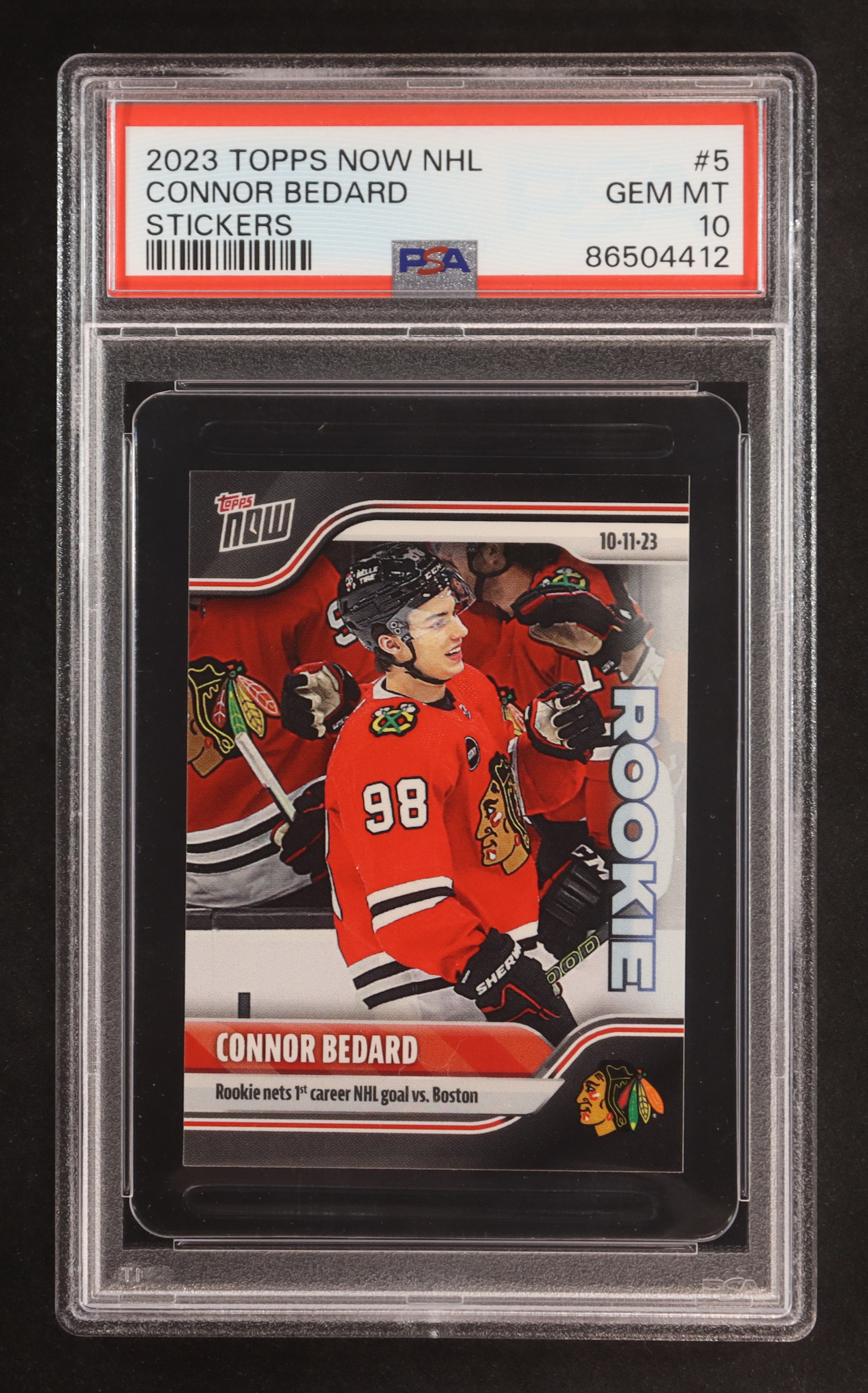 Connor Bedard 2023-24 Topps Now Stickers #5 (PSA 10) at PristineAuction.com Connor Bedard 2023-24 Topps Now Stickers #5 (PSA 10) at PristineAuction.com