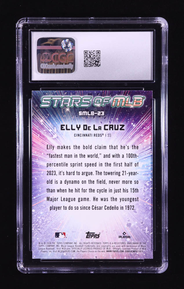 Elly De La Cruz 2024 Topps Stars of MLB #SMLB23 RC (CGC 10) at PristineAuction.com Elly De La Cruz 2024 Topps Stars of MLB #SMLB23 RC (CGC 10) at PristineAuction.com