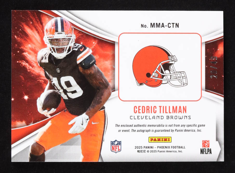 Cedric Tillman 2025 Panini Phoenix Mythical Materials Autographs #25 #20/49 at PristineAuction.com Cedric Tillman 2025 Panini Phoenix Mythical Materials Autographs #25 #20/49 at PristineAuction.com