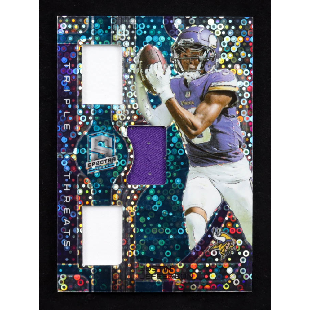 Justin Jefferson 2023 Panini Spectra Triple Threats Neon Blue #TT-JJE #44/60 at PristineAuction.com