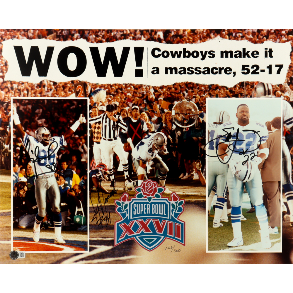 Emmitt Smith, Jay Novacek & Michael Irvin Signed Cowboys 16x20 Photo (Beckett) at PristineAuction.com
