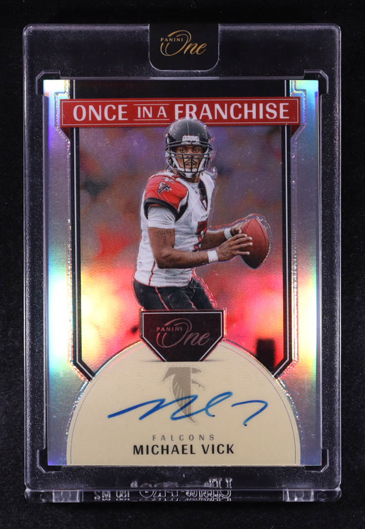 Michael Vick 2024 Panini One Once in a Franchise Autographs #352 #75/99 at PristineAuction.com Michael Vick 2024 Panini One Once in a Franchise Autographs #352 #75/99 at PristineAuction.com