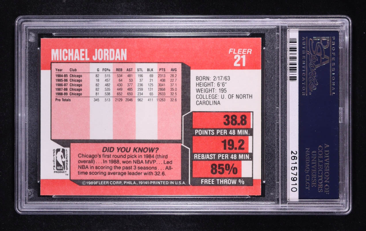 Michael Jordan 1989-90 Fleer #21 (PSA 9) at PristineAuction.com Michael Jordan 1989-90 Fleer #21 (PSA 9) at PristineAuction.com