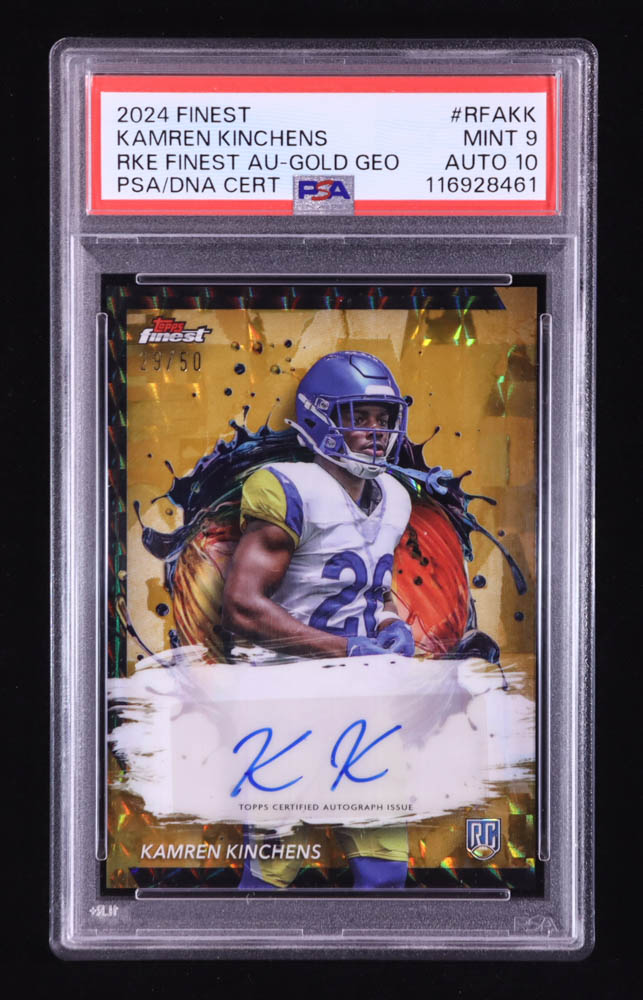 Kamren Kinchens 2024 Finest Rookie Autographs Gold Geometric Refractors #RFAKK #29/50 RC (PSA 9 | Auto 10) at PristineAuction.com Kamren Kinchens 2024 Finest Rookie Autographs Gold Geometric Refractors #RFAKK #29/50 RC (PSA 9 | Auto 10) at PristineAuction.com
