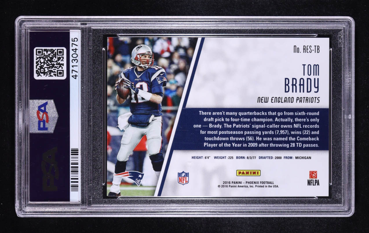 Tom Brady 2016 Panini Phoenix Resurgence Red #RESTB #045/399 (PSA 9) at PristineAuction.com Tom Brady 2016 Panini Phoenix Resurgence Red #RESTB #045/399 (PSA 9) at PristineAuction.com