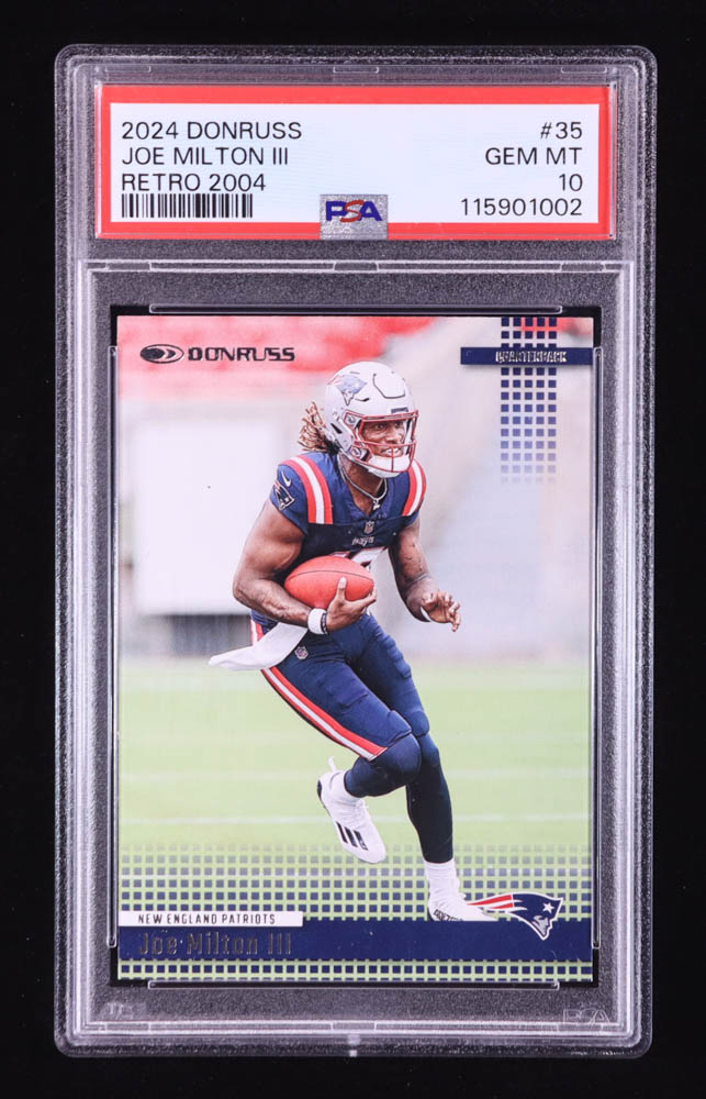 Joe Milton III 2024 Donruss Retro '04 #35 RC (PSA 10) at PristineAuction.com Joe Milton III 2024 Donruss Retro '04 #35 RC (PSA 10) at PristineAuction.com
