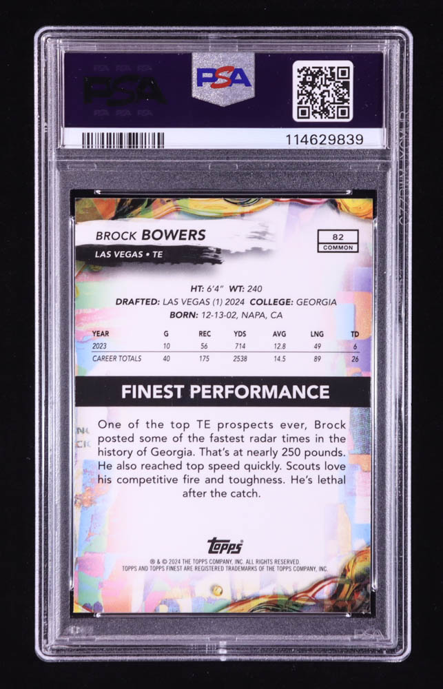 Brock Bowers 2024 Finest #82 RC (PSA 9) at PristineAuction.com Brock Bowers 2024 Finest #82 RC (PSA 9) at PristineAuction.com