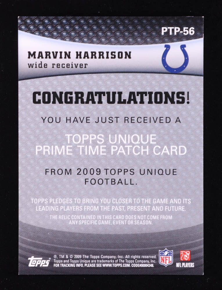 Marvin Harrison 2009 Topps Unique Prime Time Patches #PTP56 #31/50 at PristineAuction.com Marvin Harrison 2009 Topps Unique Prime Time Patches #PTP56 #31/50 at PristineAuction.com