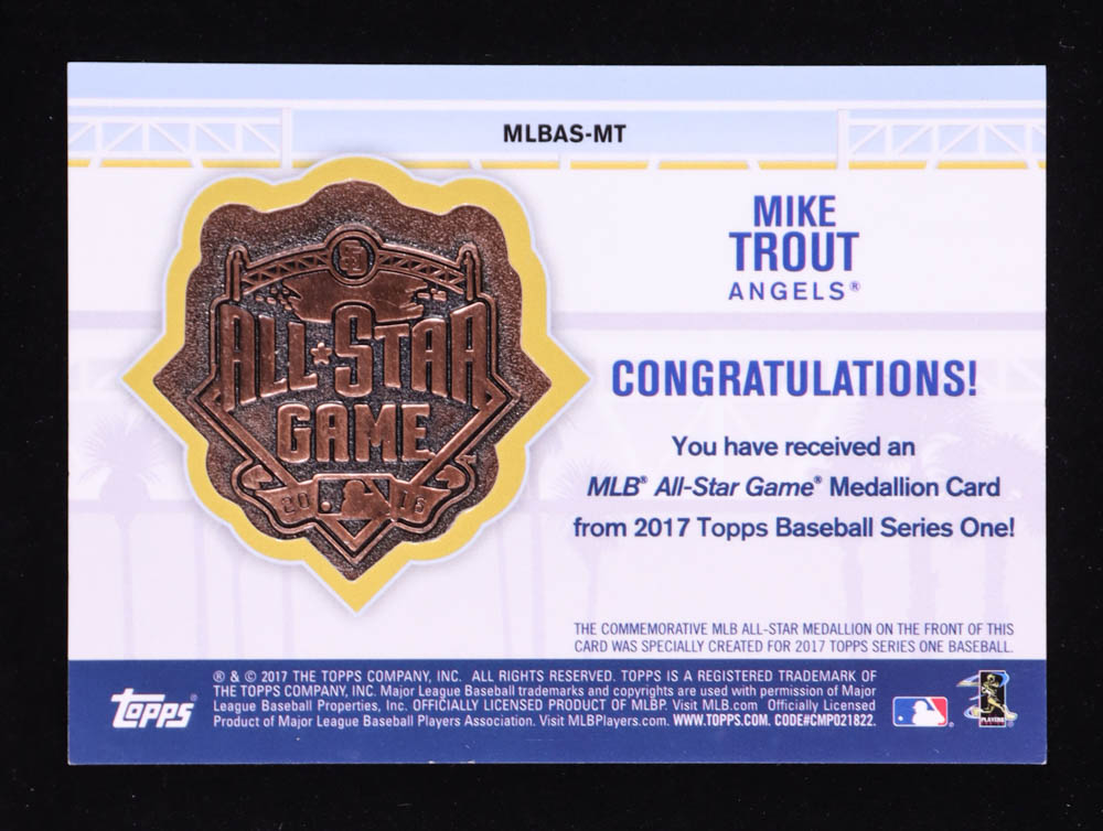 Mike Trout 2017 Topps All Star Team Medallions #MLBASMT at PristineAuction.com Mike Trout 2017 Topps All Star Team Medallions #MLBASMT at PristineAuction.com