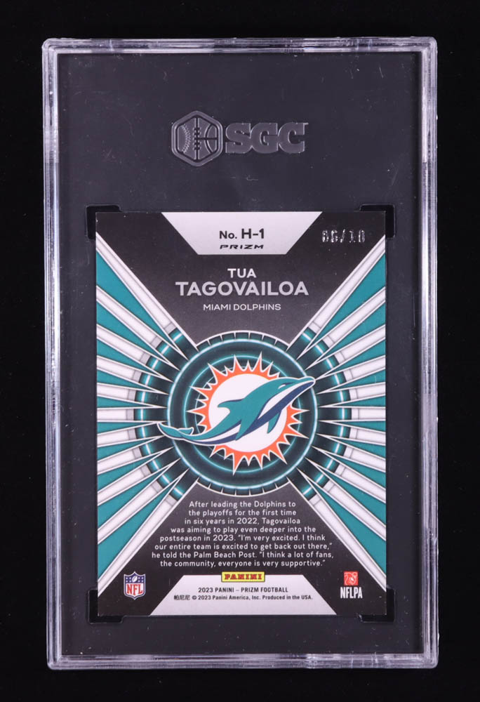 Tua Tagovailoa 2023 Panini Prizm Hype Prizms Gold #1 #06/10 (SGC 9) at PristineAuction.com Tua Tagovailoa 2023 Panini Prizm Hype Prizms Gold #1 #06/10 (SGC 9) at PristineAuction.com