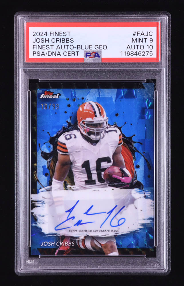 Josh Cribbs 2024 Finest Autographs Blue Geometric Refractors #FAJC #18/99 (PSA 9 | Auto 10) at PristineAuction.com Josh Cribbs 2024 Finest Autographs Blue Geometric Refractors #FAJC #18/99 (PSA 9 | Auto 10) at PristineAuction.com