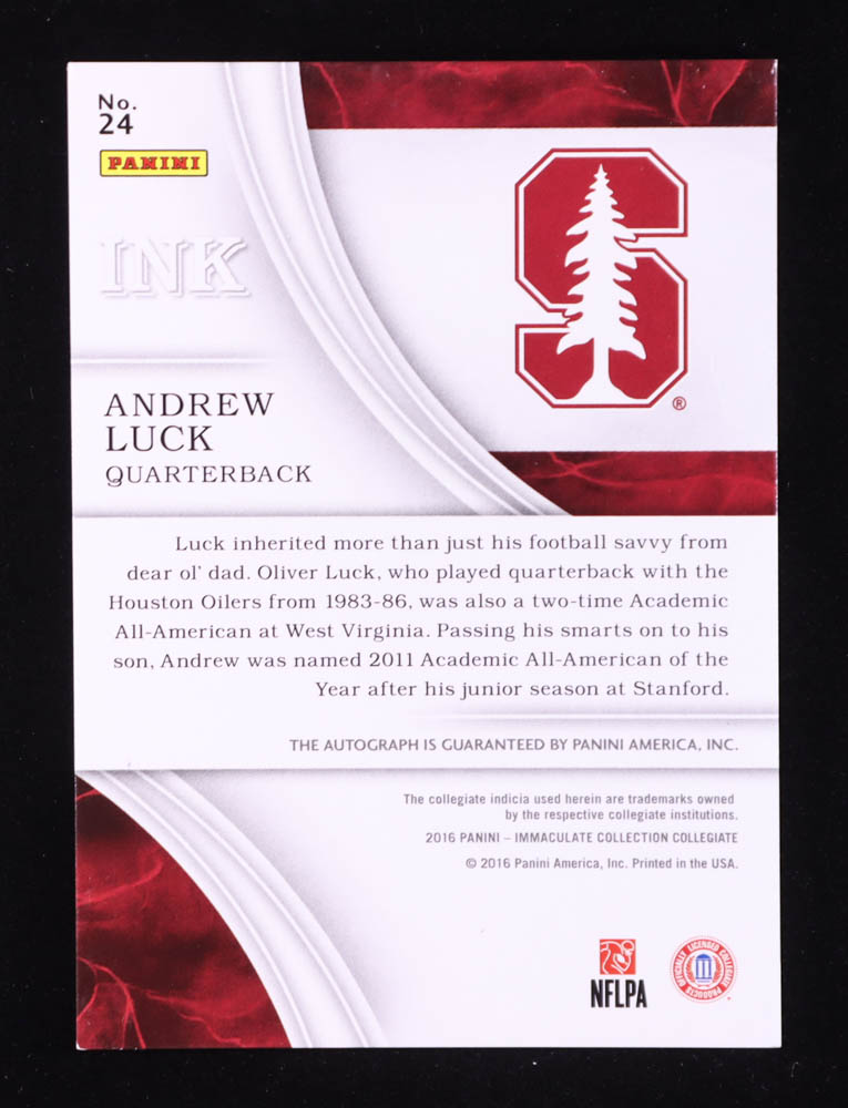 Andrew Luck 2016 Immaculate Collection Collegiate Immaculate INK #24 #19/25 at PristineAuction.com Andrew Luck 2016 Immaculate Collection Collegiate Immaculate INK #24 #19/25 at PristineAuction.com