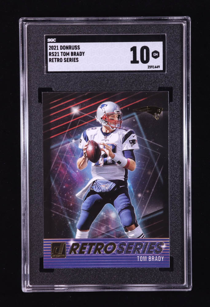 Tom Brady 2021 Donruss Retro Series #21 (SGC 10) at PristineAuction.com Tom Brady 2021 Donruss Retro Series #21 (SGC 10) at PristineAuction.com