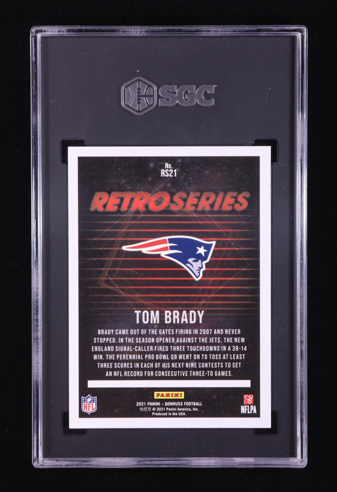 Tom Brady 2021 Donruss Retro Series #21 (SGC 10) at PristineAuction.com Tom Brady 2021 Donruss Retro Series #21 (SGC 10) at PristineAuction.com