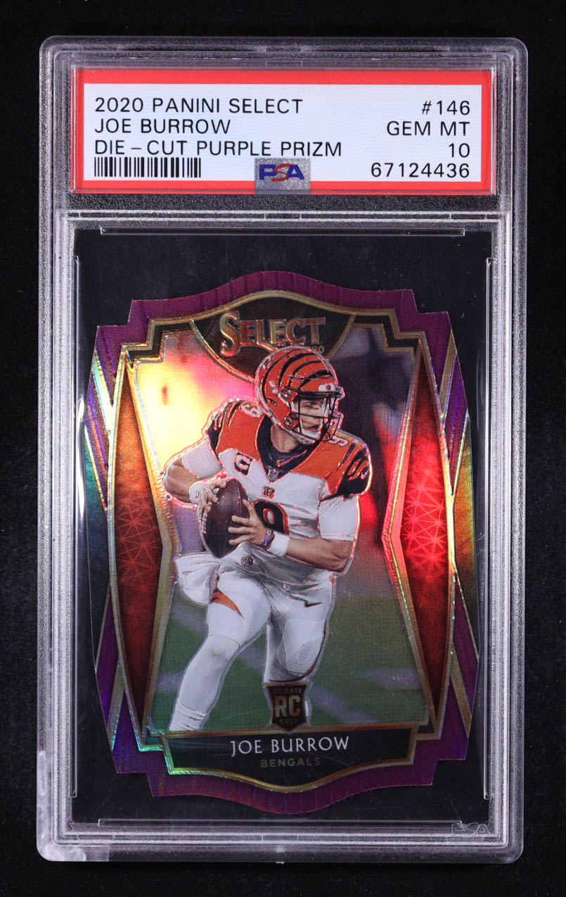 Joe Burrow 2020 Select Prizm Purple Die Cut #146 RC (PSA 10) at PristineAuction.com Joe Burrow 2020 Select Prizm Purple Die Cut #146 RC (PSA 10) at PristineAuction.com