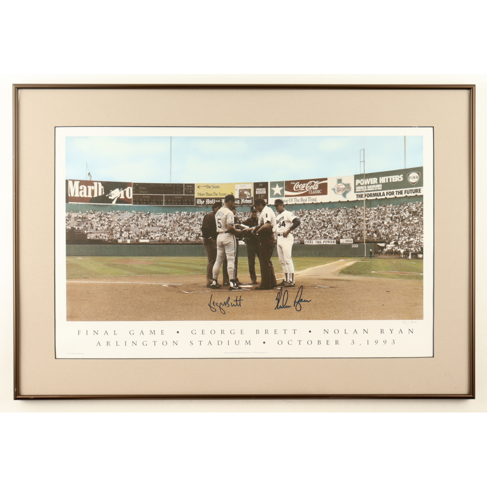 Nolan Ryan & George Brett Signed LE Custom Framed Lithograph Display (Beckett) at PristineAuction.com