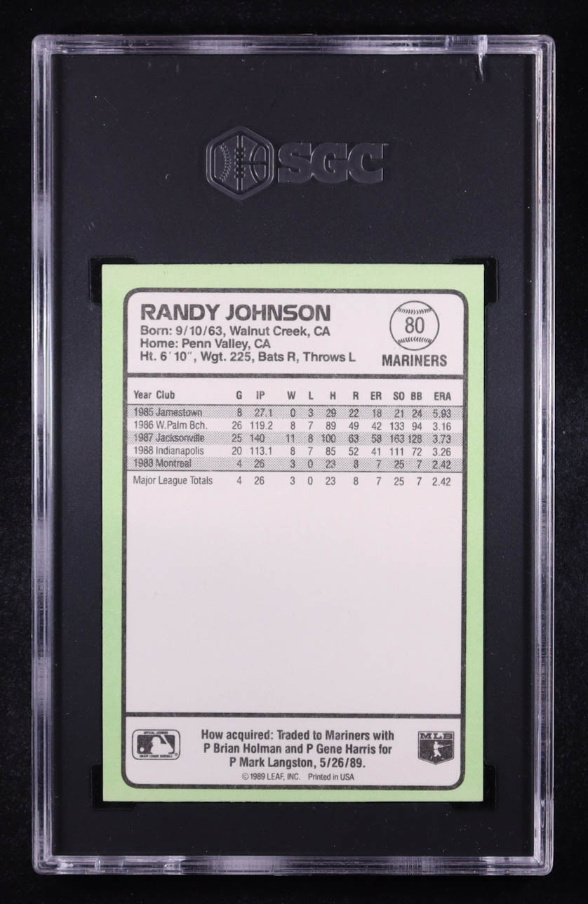 Randy Johnson 1989 Donruss Baseball's Best #80 RC (SGC 9.5) at PristineAuction.com Randy Johnson 1989 Donruss Baseball's Best #80 RC (SGC 9.5) at PristineAuction.com