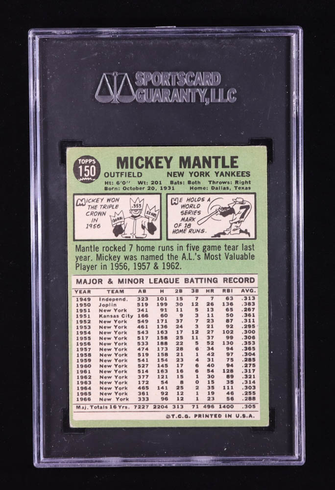 Mickey Mantle 1967 Topps #150 (SGC 3.5) at PristineAuction.com Mickey Mantle 1967 Topps #150 (SGC 3.5) at PristineAuction.com