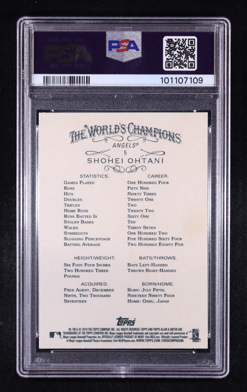 Shohei Ohtani 2019 Topps Allen and Ginter X #5 (PSA 9) at PristineAuction.com Shohei Ohtani 2019 Topps Allen and Ginter X #5 (PSA 9) at PristineAuction.com