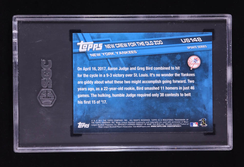 Aaron Judge / Greg Bird 2017 Topps Update #US148 The Next Dynasty RC (SGC 10) at PristineAuction.com Aaron Judge / Greg Bird 2017 Topps Update #US148 The Next Dynasty RC (SGC 10) at PristineAuction.com