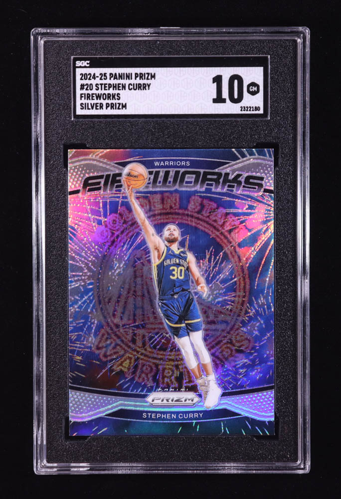 Stephen Curry 2024-25 Panini Prizm Fireworks Prizms Silver #20 (SGC 10) at PristineAuction.com Stephen Curry 2024-25 Panini Prizm Fireworks Prizms Silver #20 (SGC 10) at PristineAuction.com