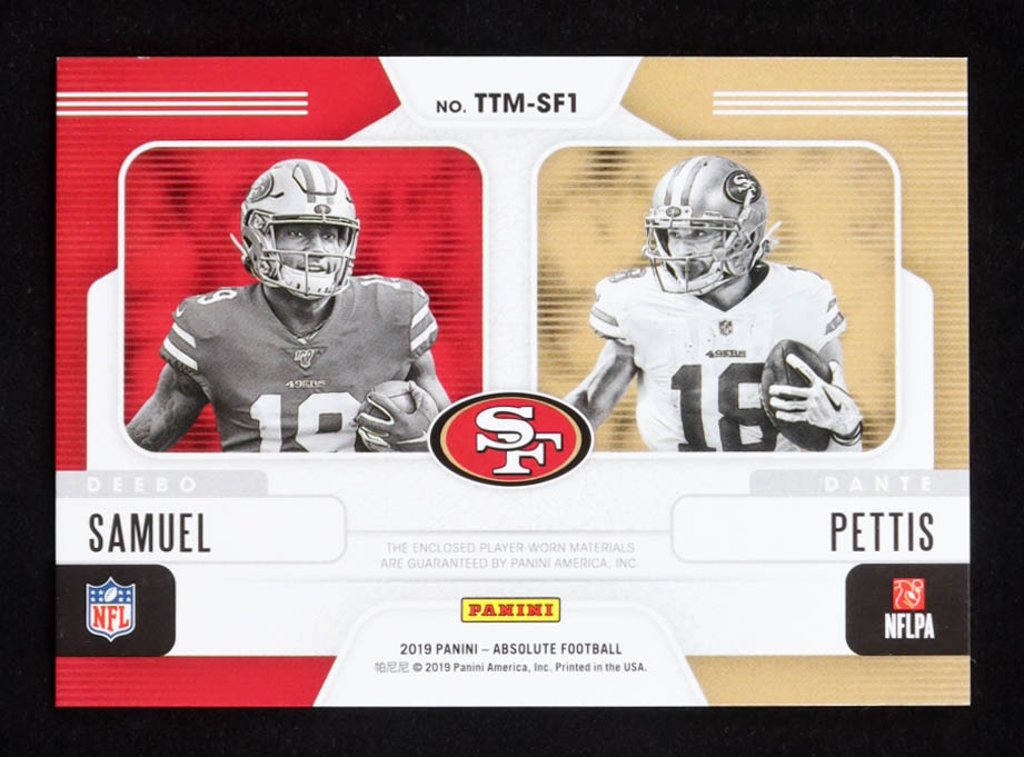 Dante Pettis / Deebo Samuel 2019 Absolute Team Tandem Materials #11 #147/199 at PristineAuction.com Dante Pettis / Deebo Samuel 2019 Absolute Team Tandem Materials #11 #147/199 at PristineAuction.com