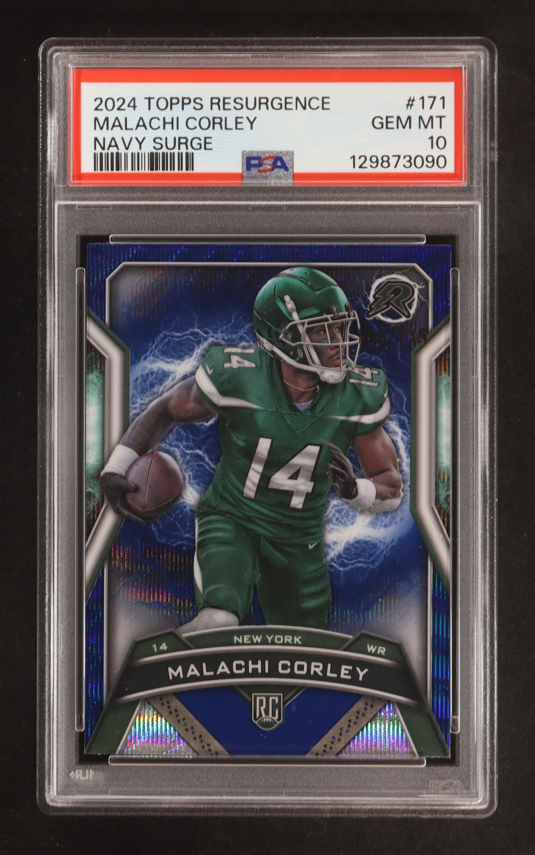 Malachi Corley 2024 Topps Resurgence Navy Surge #171 RC #191/275 (PSA 10) at PristineAuction.com Malachi Corley 2024 Topps Resurgence Navy Surge #171 RC #191/275 (PSA 10) at PristineAuction.com