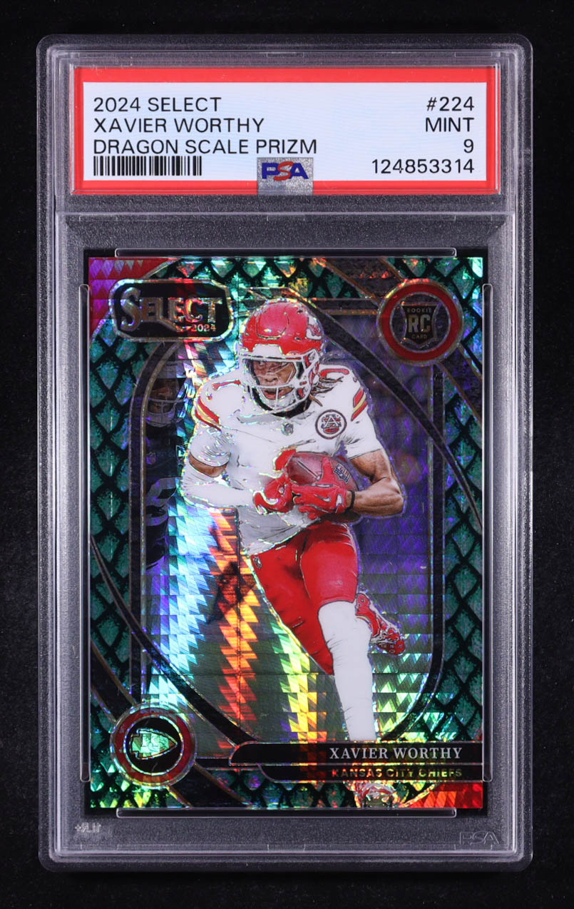 Xavier Worthy 2024 Select Prizm Dragon Scale #224 #51/81 RC (PSA 9) at PristineAuction.com Xavier Worthy 2024 Select Prizm Dragon Scale #224 #51/81 RC (PSA 9) at PristineAuction.com