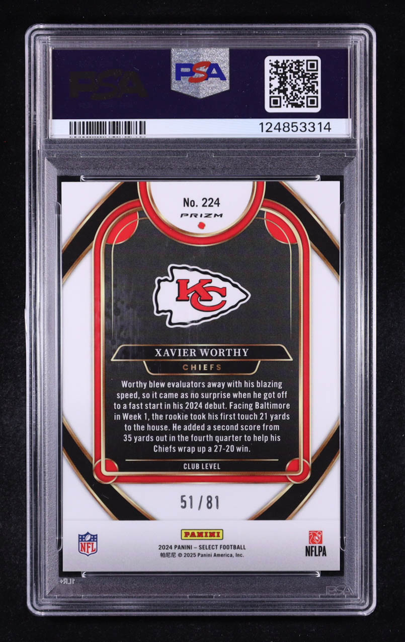 Xavier Worthy 2024 Select Prizm Dragon Scale #224 #51/81 RC (PSA 9) at PristineAuction.com Xavier Worthy 2024 Select Prizm Dragon Scale #224 #51/81 RC (PSA 9) at PristineAuction.com