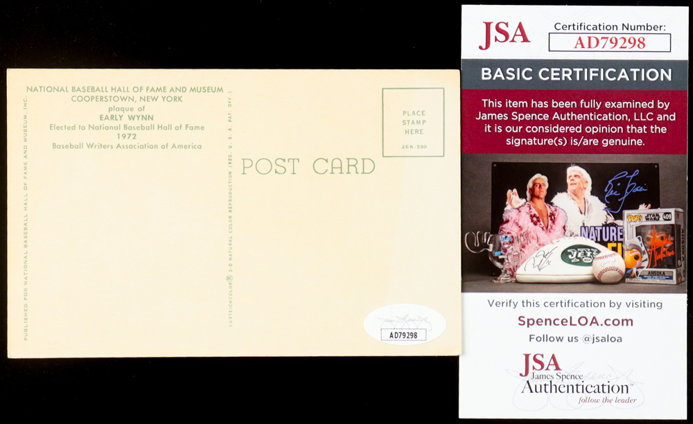 Early Wynn Signed Hall of Fame Plaque Postcard (JSA) at PristineAuction.com Early Wynn Signed Hall of Fame Plaque Postcard (JSA) at PristineAuction.com