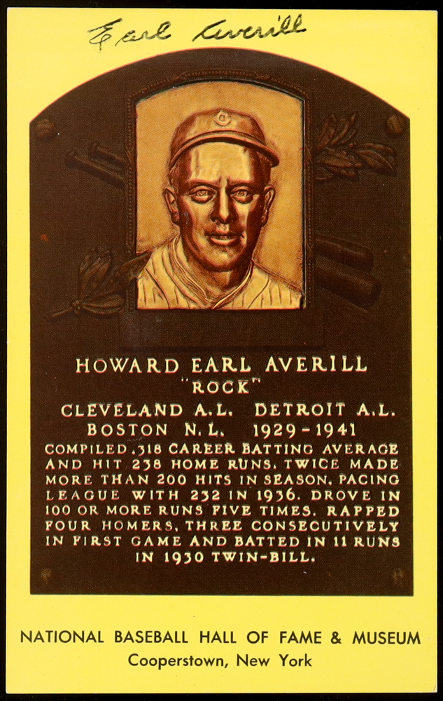 Earl Averill Signed Hall of Fame Plaque Postcard (JSA) at PristineAuction.com Earl Averill Signed Hall of Fame Plaque Postcard (JSA) at PristineAuction.com