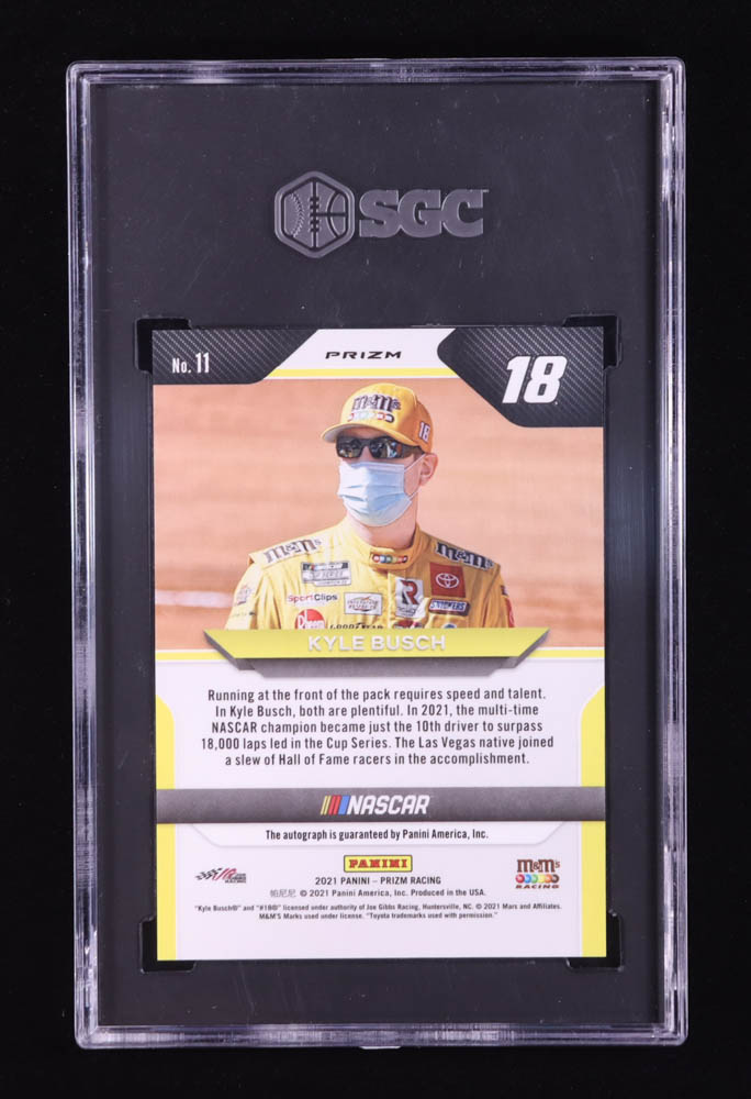 Kyle Busch 2021 Panini Prizm Silver Prizm Signatures #11 (SGC 9.5 | Autograph Grade 10) at PristineAuction.com Kyle Busch 2021 Panini Prizm Silver Prizm Signatures #11 (SGC 9.5 | Autograph Grade 10) at PristineAuction.com