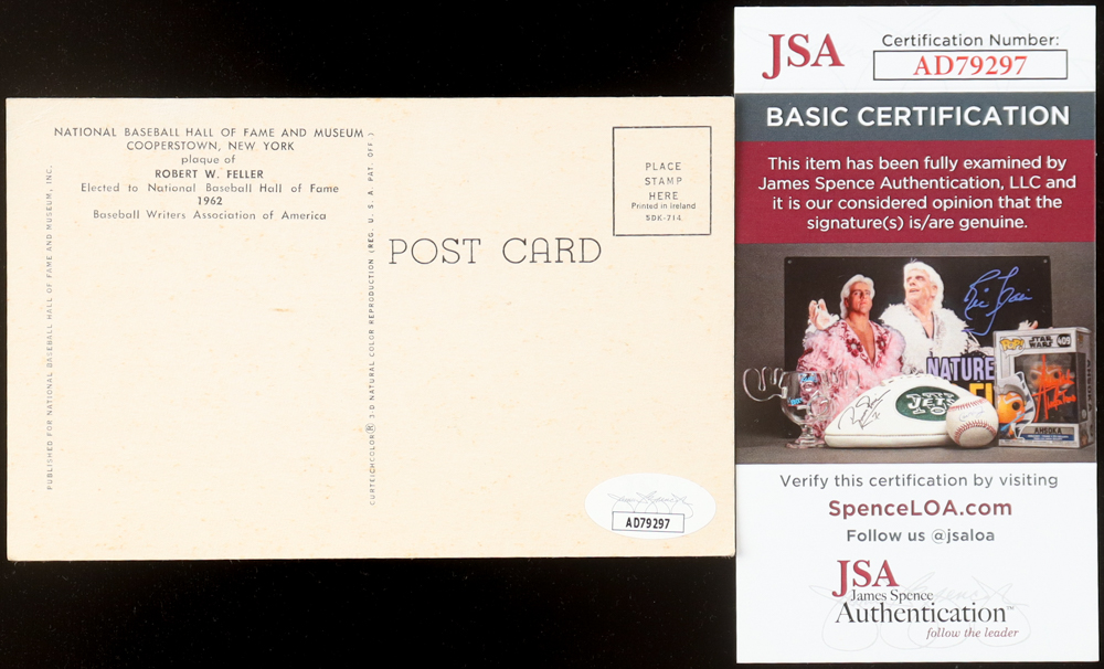 Bob Feller Signed Hall of Fame Plaque Postcard (JSA) at PristineAuction.com Bob Feller Signed Hall of Fame Plaque Postcard (JSA) at PristineAuction.com