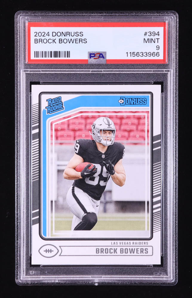 Brock Bowers 2024 Donruss #394 RR RC (PSA 9) at PristineAuction.com Brock Bowers 2024 Donruss #394 RR RC (PSA 9) at PristineAuction.com