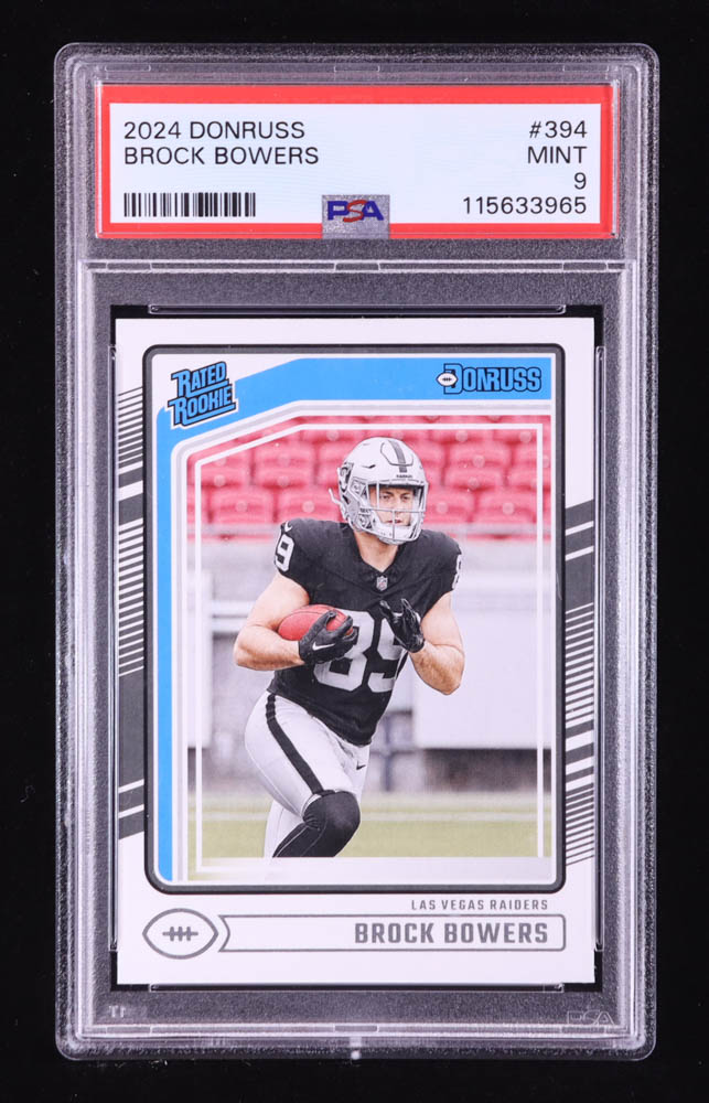 Brock Bowers 2024 Donruss #394 RR RC (PSA 9) at PristineAuction.com Brock Bowers 2024 Donruss #394 RR RC (PSA 9) at PristineAuction.com
