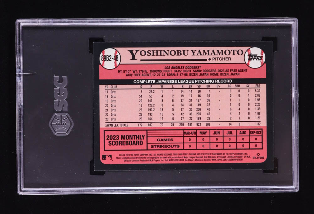 Yoshinobu Yamamoto 2024 Topps '89 Topps Series 2 Foil #89B248 RC (SGC 9.5) at PristineAuction.com Yoshinobu Yamamoto 2024 Topps '89 Topps Series 2 Foil #89B248 RC (SGC 9.5) at PristineAuction.com