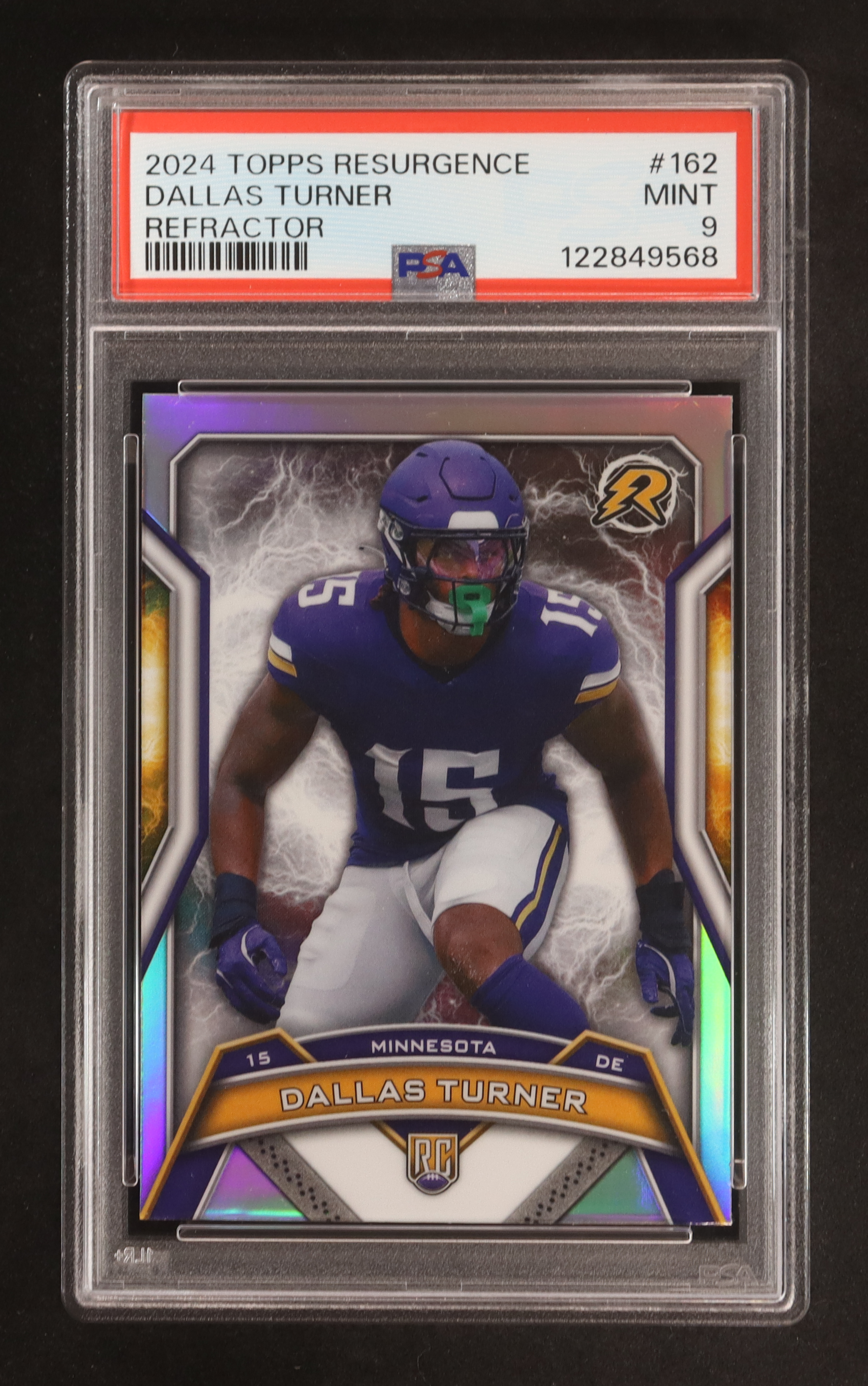 Dallas Turner 2024 Topps Resurgence Refractors #162 RC (PSA 9) at PristineAuction.com Dallas Turner 2024 Topps Resurgence Refractors #162 RC (PSA 9) at PristineAuction.com
