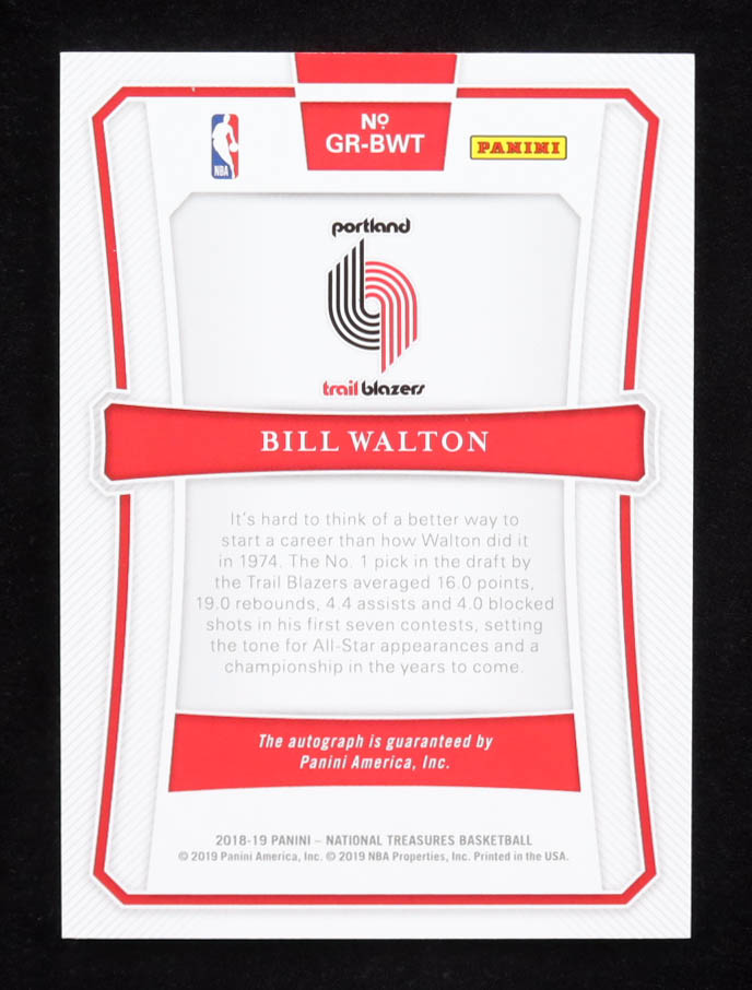 Bill Walton 2018-19 Panini National Treasures NBA Greats Signatures #15 #23/49 at PristineAuction.com Bill Walton 2018-19 Panini National Treasures NBA Greats Signatures #15 #23/49 at PristineAuction.com