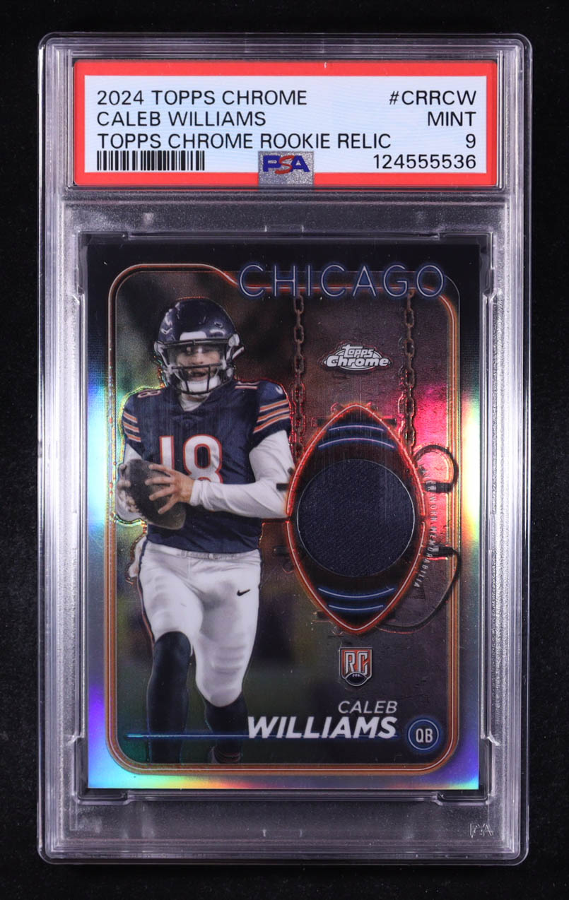 Caleb Williams 2024 Topps Chrome Rookie Relics #CRRCW RC (PSA 9) at PristineAuction.com Caleb Williams 2024 Topps Chrome Rookie Relics #CRRCW RC (PSA 9) at PristineAuction.com