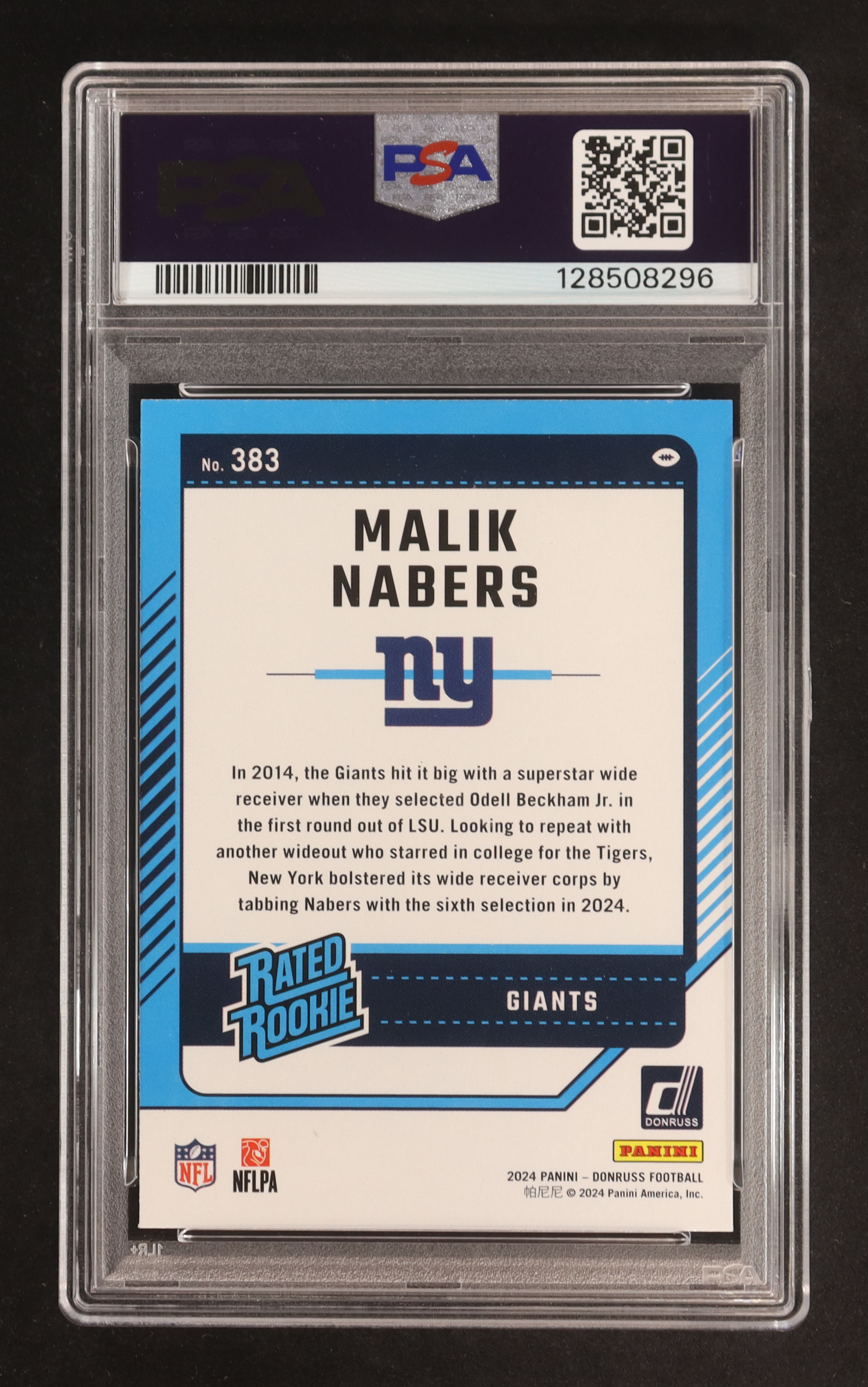 Malik Nabers 2024 Donruss #383 RR RC (PSA 9) at PristineAuction.com Malik Nabers 2024 Donruss #383 RR RC (PSA 9) at PristineAuction.com