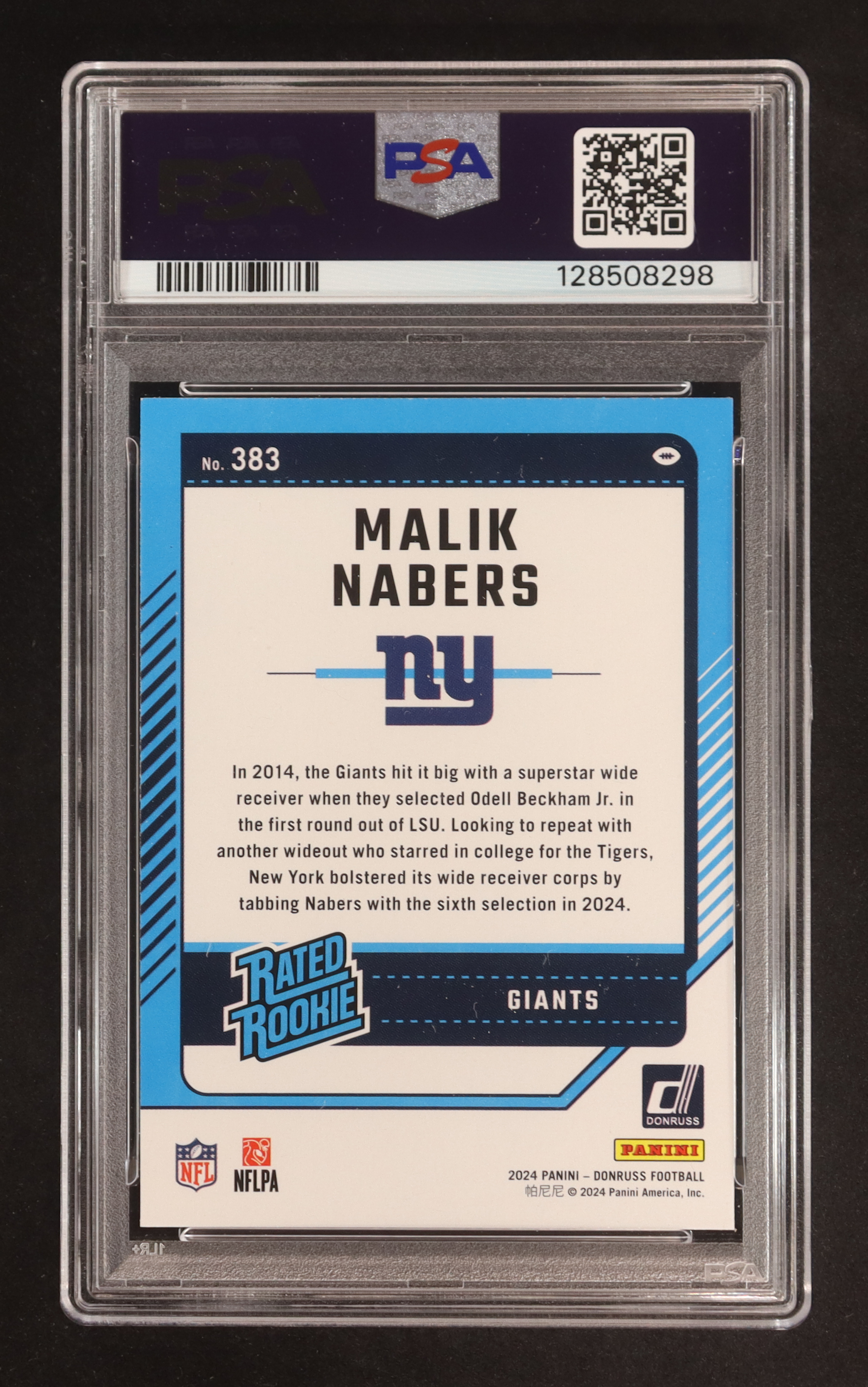 Malik Nabers 2024 Donruss #383 RR RC (PSA 9) at PristineAuction.com Malik Nabers 2024 Donruss #383 RR RC (PSA 9) at PristineAuction.com